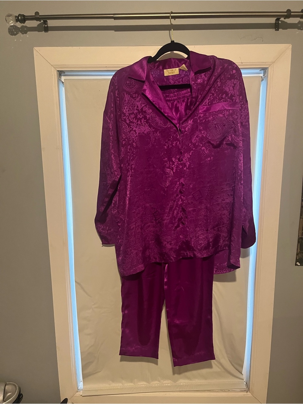 Vintage Victoria's Secret Purple Satin Pajama Set size medium